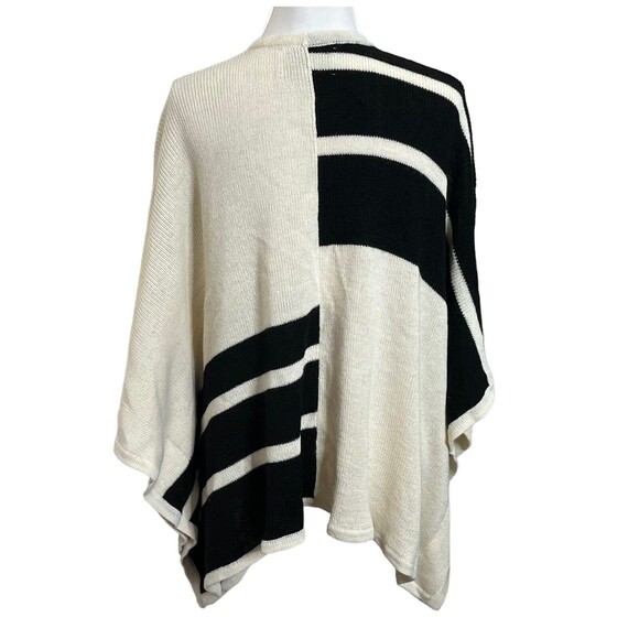 Brochu Walker Colorblock Poncho Cape Ivory Black Women’s One Size Wool Blend - Picture 7 of 11